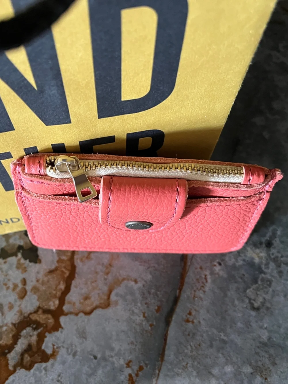 Portland Leather Sabrina Coral Zip Card Wallet New